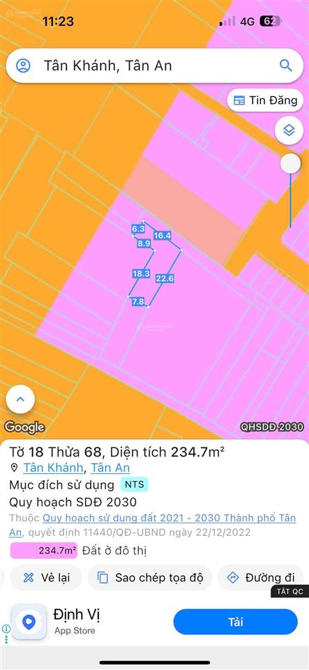 Ngân hàng thanh lý 1508.2m2 đất full thổ 6,6 tỷ tân an