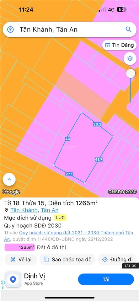 Ngân hàng thanh lý 1508.2m2 đất full thổ 6,6 tỷ tân an