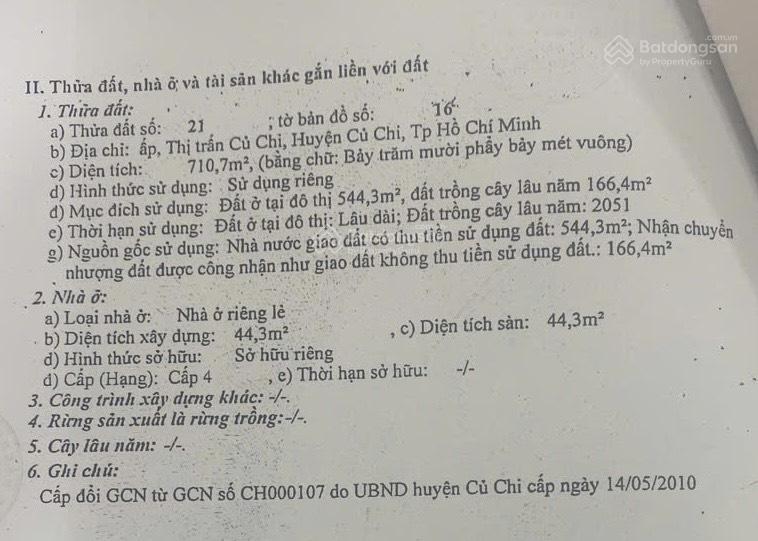 Bán 710,7m2 đất mặt tiền nguyễn thị rư, thị trấn củ chi 12,5 tỷ