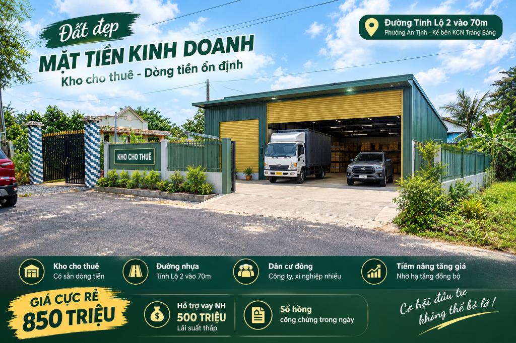 chính chủ bán đất làm kho xưởng phường an tịnh trảng bàng đường tỉnh lộ 2 