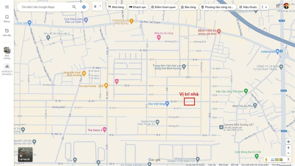 Bán nhà 1t1l + tum 5x20m, đường d1 kdc việt sing kế chợ việt sing, đang thuê 12 triệu/th