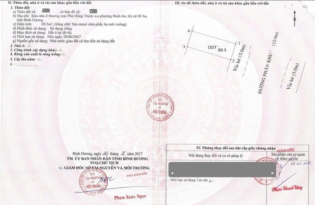 Bán nhà 1t3l 5x14m, đường d6 kdc phú hồng thịnh 6 p. bình an, thổ cư 100%