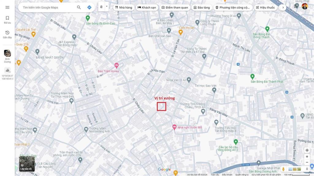 Bán rẻ xưởng (điện 3 pha) 16x38m, hẻm chiêu liêu p.tân đông hiệp, thổ cư 56% đang thuê 15tr/th