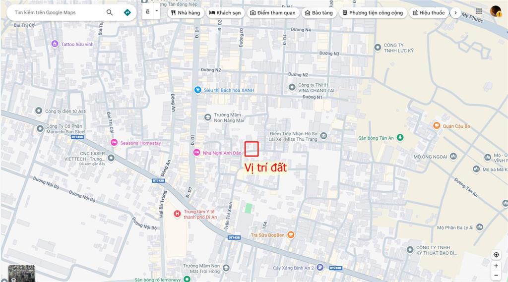 Bán đất 7x23m, mặt tiền trần thị xanh, p. tân đông hiệp gần ttyt dĩ an