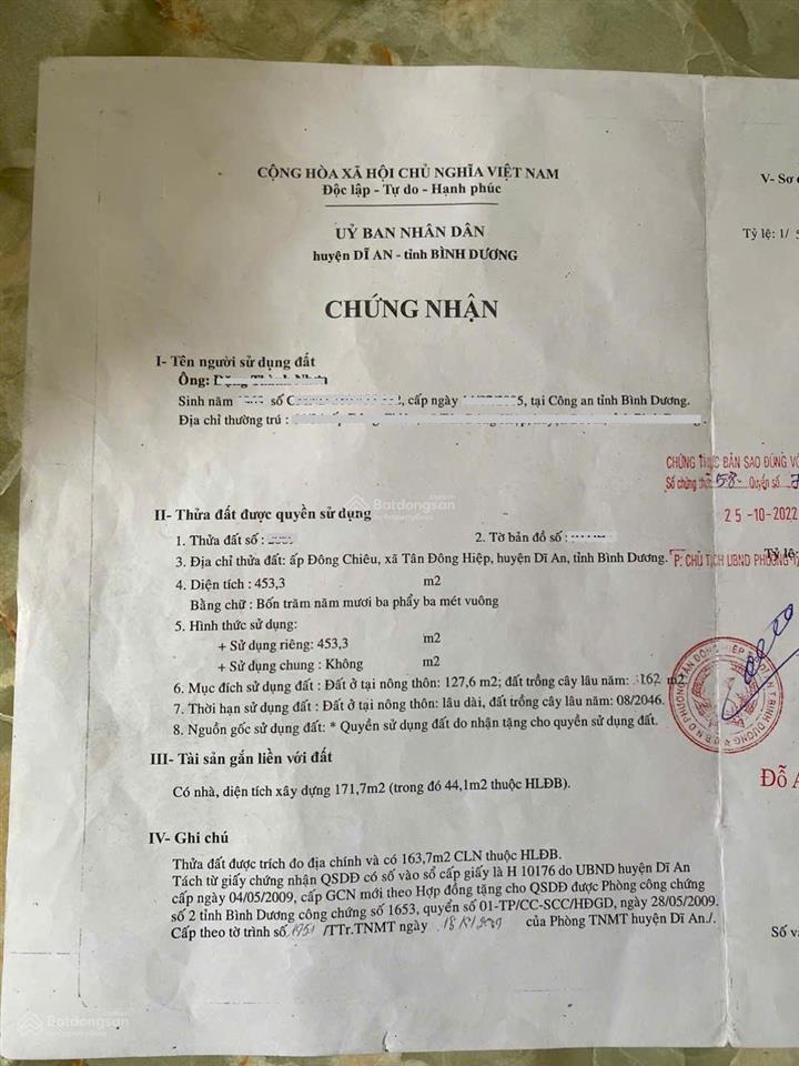 Bán nhà và xưởng 453.3m2, mặt tiền đt.743a p. tân đông hiệp gần ngã 3 ông xã, đang thuê 27tr/th