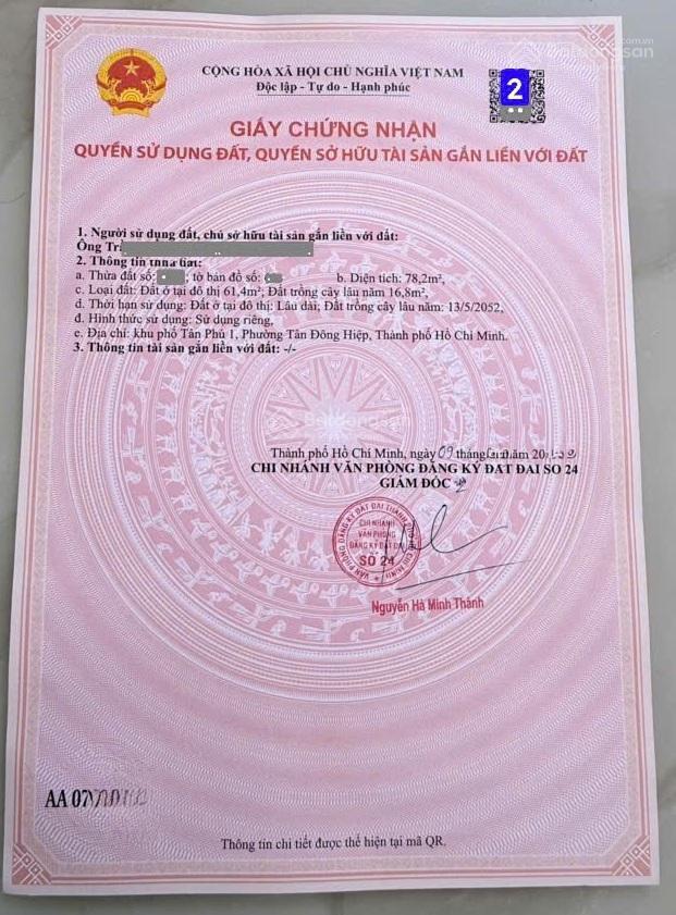 Bán đất 4.7x16.6m, mặt tiền an nhơn p. tân đông hiệp gần ngã tư chiêu liêu