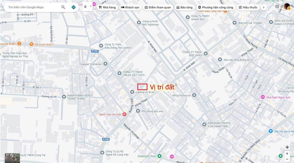 Bán đất 5x29m, mặt tiền kd gần đường đt.743a p. tân đông hiệp gần chợ thông dụng