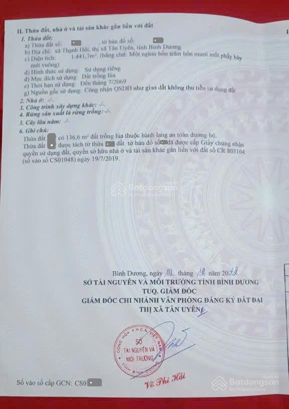 Bán đất cù lao 27x53m, p. thạnh hội tp. tân uyên kế sông đồng nai