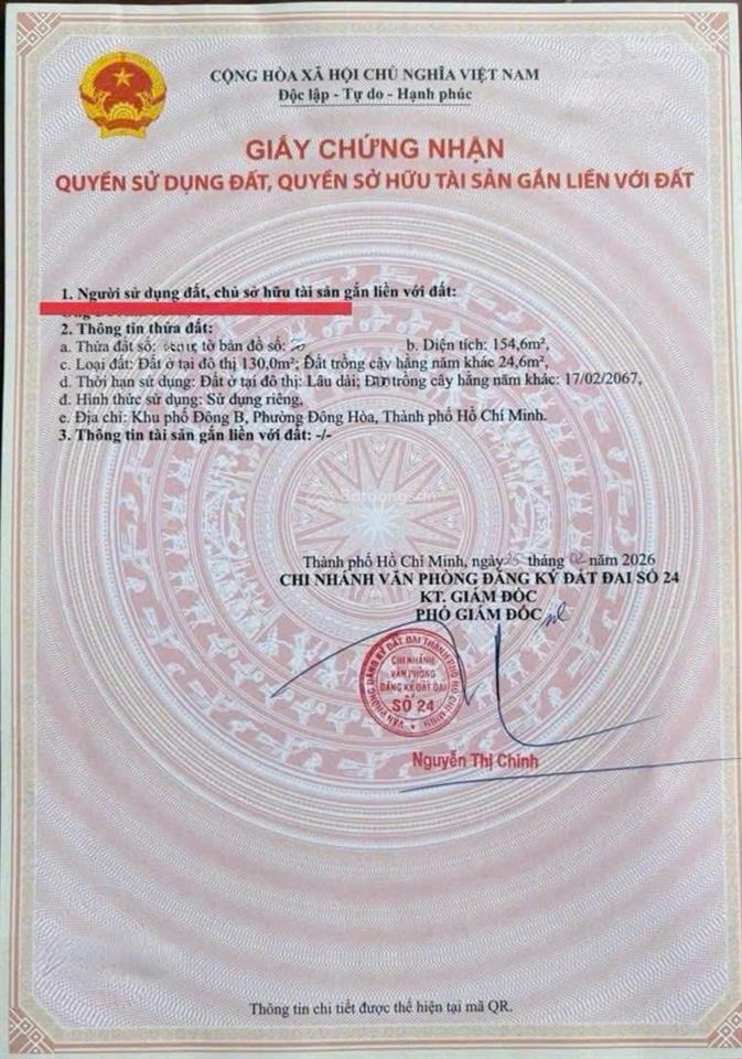 Bán đất 5x30m, mặt tiền trần quang khải gần chợ dĩ an 1 (kinh doanh tốt)