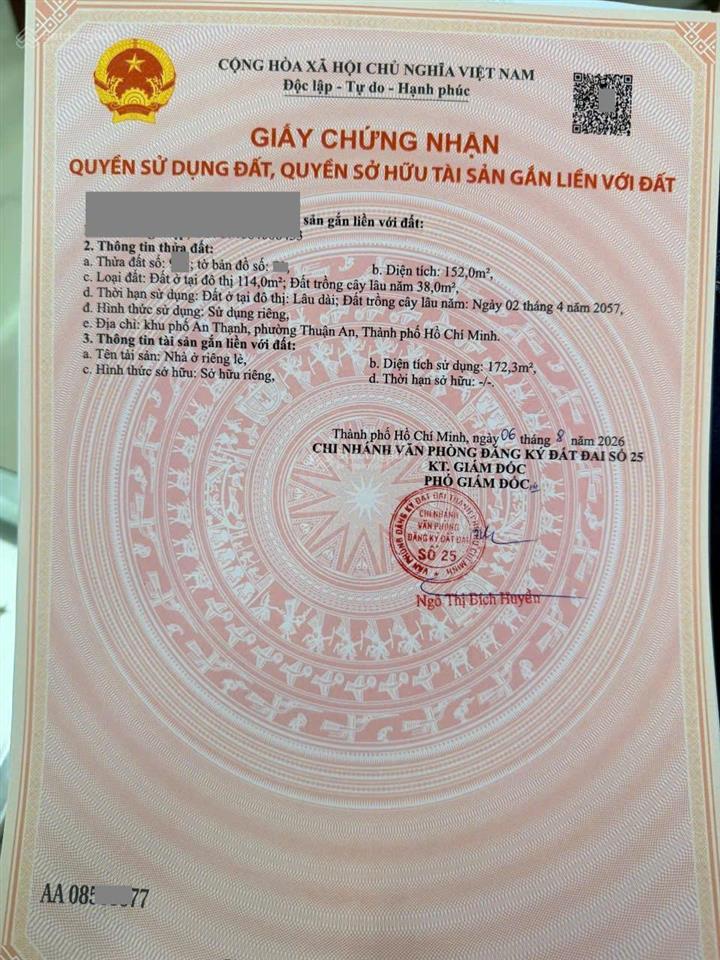 Bán nhà 1t1l 5.1x30m, mặt tiền thủ khoa huân (sầm uất, hoàn công)