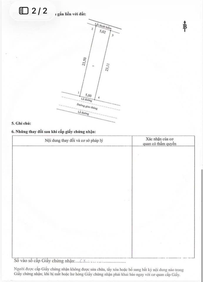 Bán đất 5x23.5m, đường số 4 kdc tân hạnh (không vướng, giá rẻ)