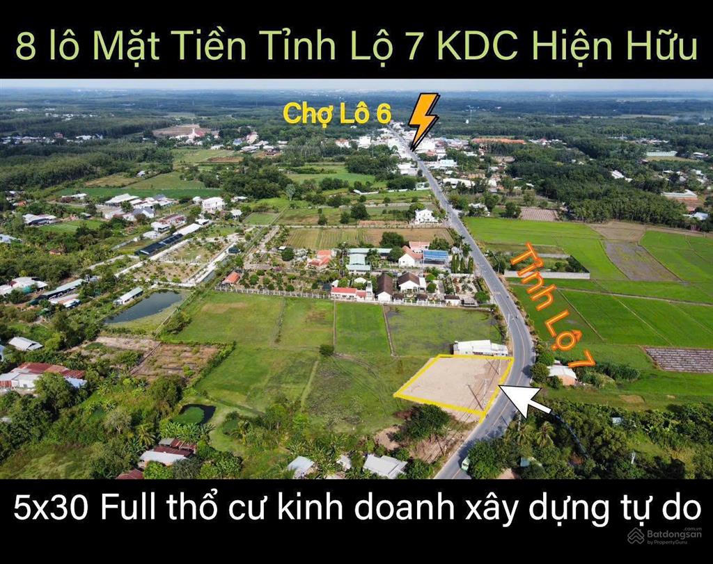 Bán lô đất mt tỉnh lộ 7, xã an nhơn tây, củ chi. đất cao ráo bằng phẳng, dt 150m2 full thổ