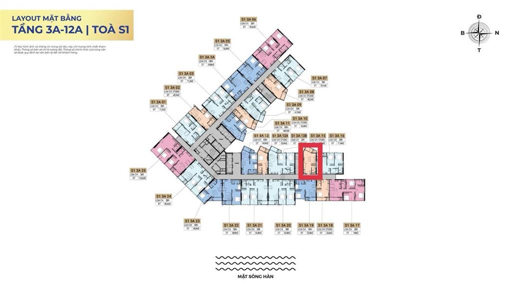 Studio view công viên sun symphony residence 40,2m2 3,05 tỷ