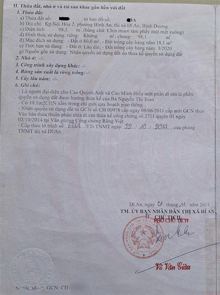 Đất gần làng đại học quốc gia, phường bình an, tp dĩ an