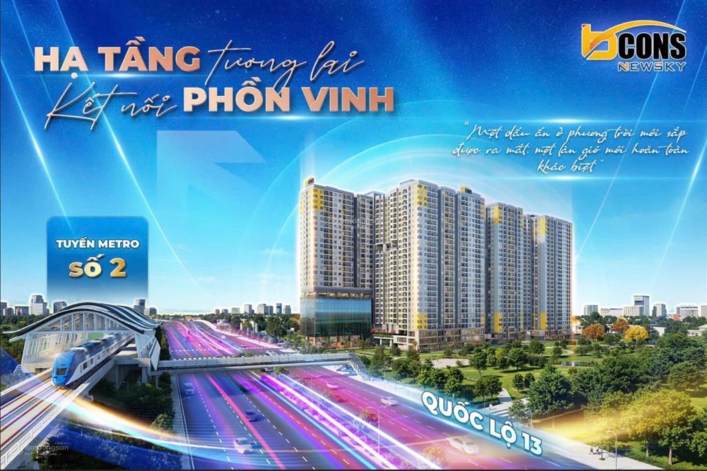 Giỏ hàng cđt bcon newsky mặt tiền quốc lộ 13 dưới chân trạm metro, thanh toán 170tr sở hữu