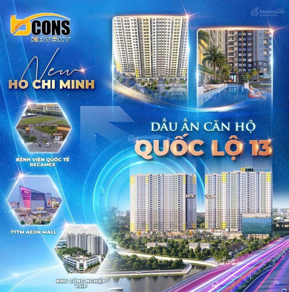 Giỏ hàng cđt bcon newsky mặt tiền quốc lộ 13 dưới chân trạm metro, thanh toán 170tr sở hữu