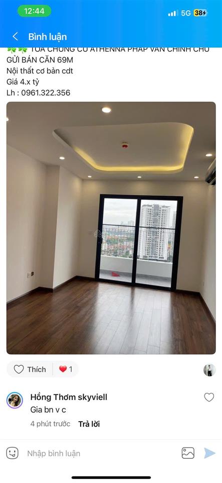 Bán gấp cc 2pn 69m2 giá siêu hời tại athena complex pháp vân, hoàng liệt