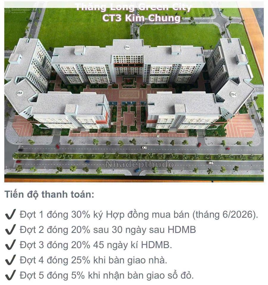 Căn thương mại chung cư ct3 kim chung, đối diện khu công nghiệp bắc thăng long. kí trực tiếp cđt