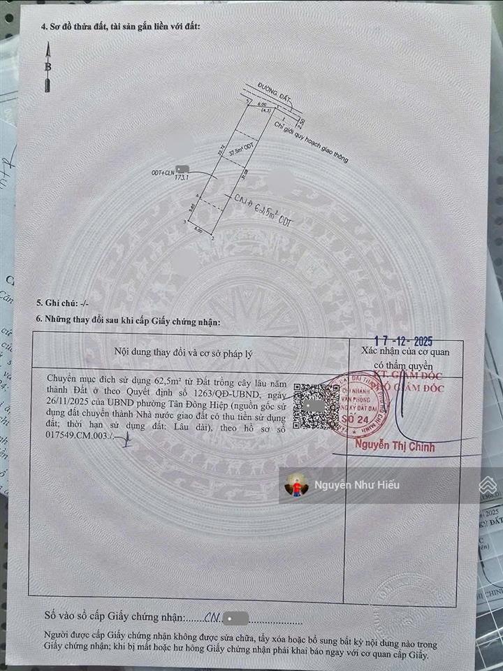 Bán đất 20 triệu/m2, gần đường nguyễn thị tươi đang làm, p.tân bình, tp.dĩ an