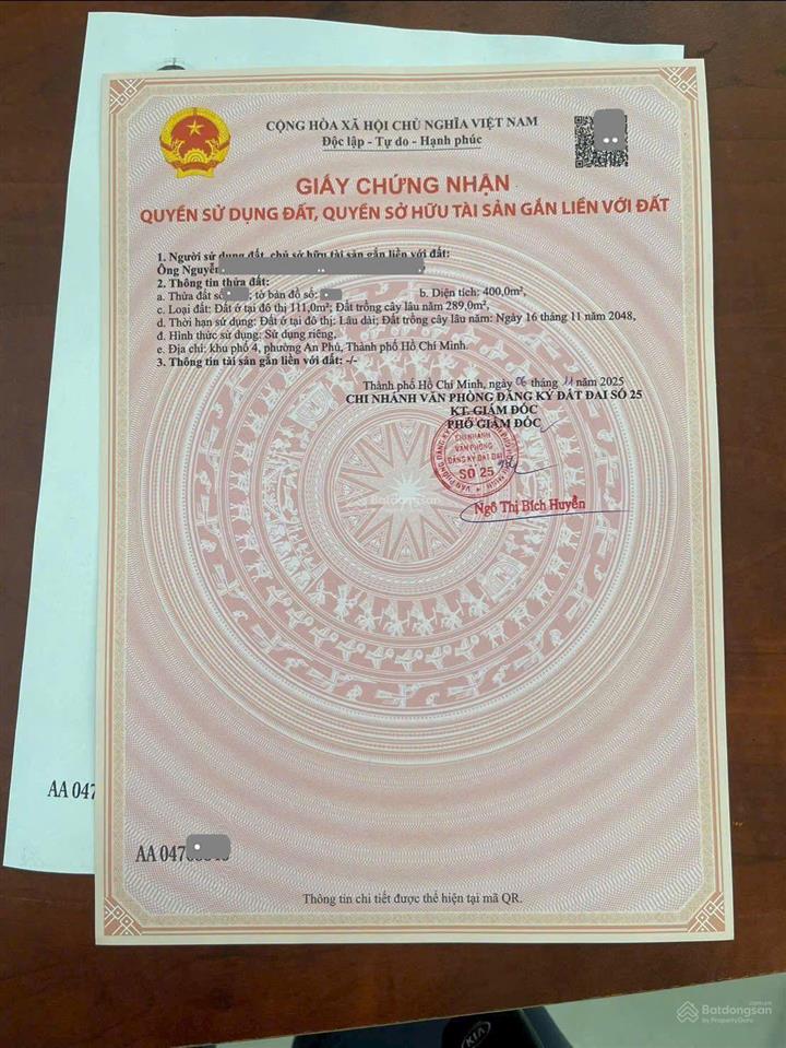 Giảm 500 triệu bán đất mt đường 22 tháng 12, p. an phú, tp. thuận an