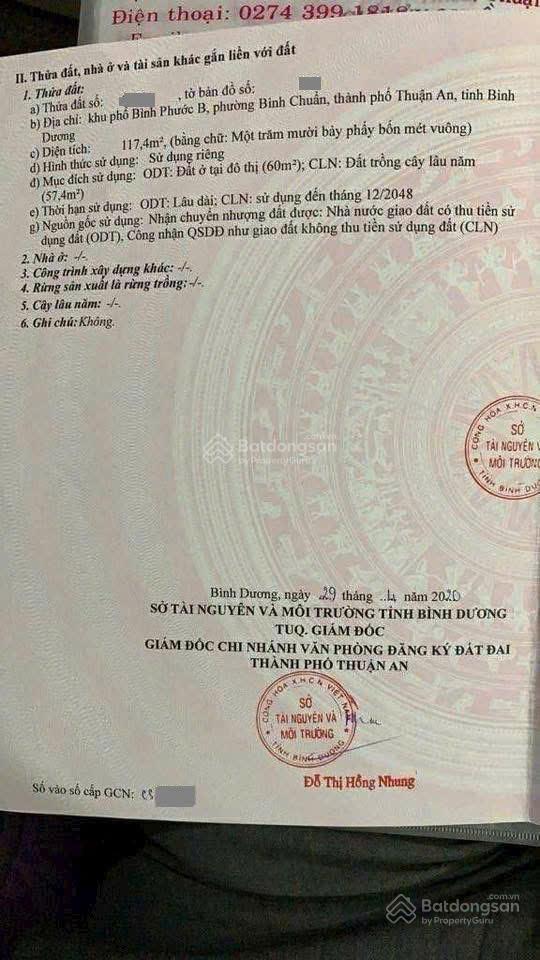 Bán đất gần chợ phú phong p. bình chuẩn tp. thuận an