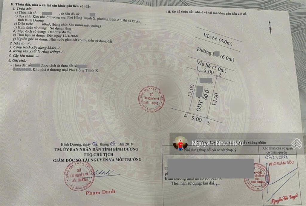 Bán đất kdc phú hồng thịnh 10 p.bình an dĩ an