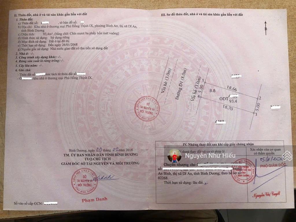 Bán đất trục chính d1 kdc phú hồng thịnh 9 p. bình an tp. dĩ an