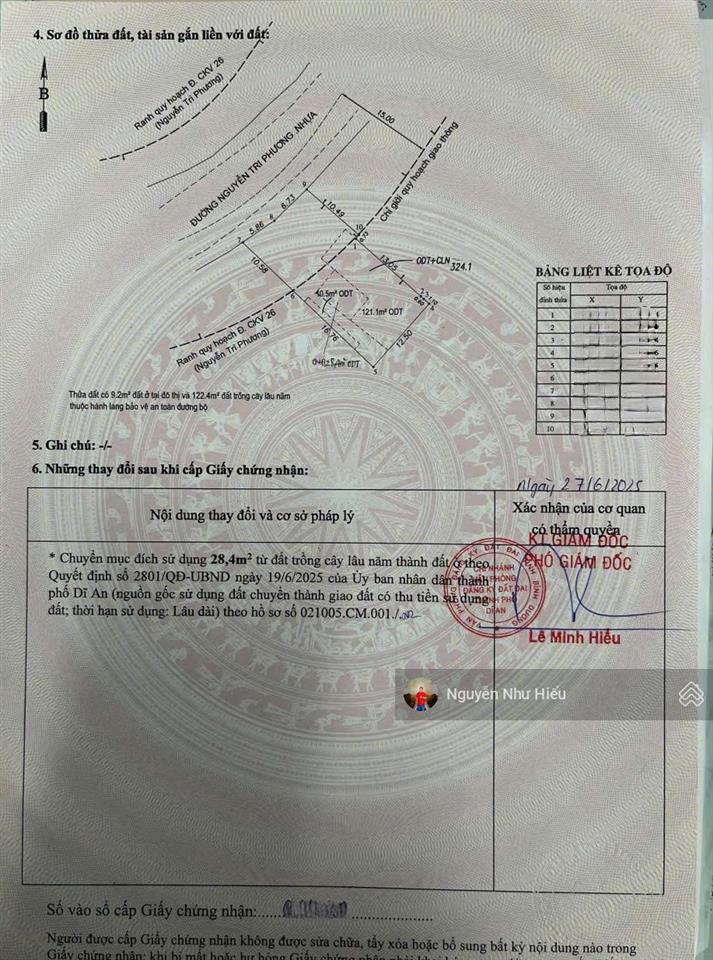 Bán đất mt đường nguyễn tri phương p. dĩ an tp. dĩ an