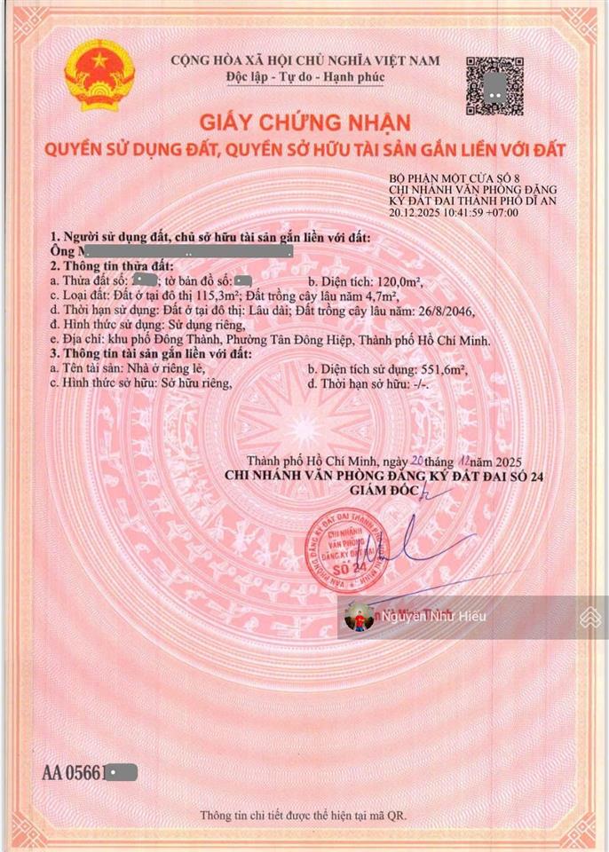 Bán tòa nhà mt đường lê hồng phong ngã ba cây điệp dĩ an, p. tân đông hiệp, tp. dĩ an