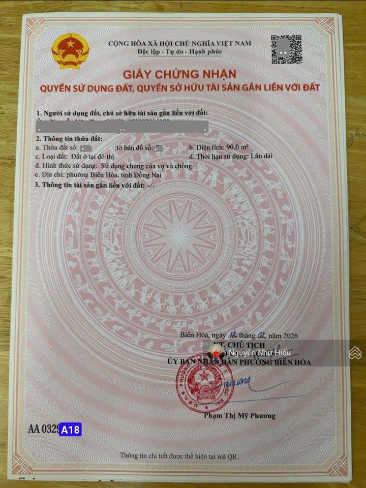 Bán đất tđc tân hạnh mt đường phạm văn diêu p. tân hạnh, tp. biên hòa