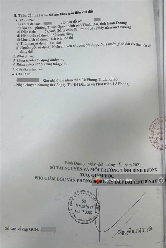 Bán đất kdc lê phong thuận giao, p. thuận giao, tp. thuận an