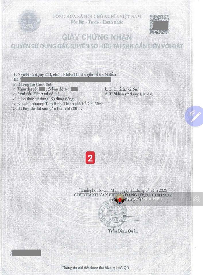 Bán lô đất mt đường ngô chí quốc gần cầu vượt gò dưa, p.tam bình, tp.hồ chí minh