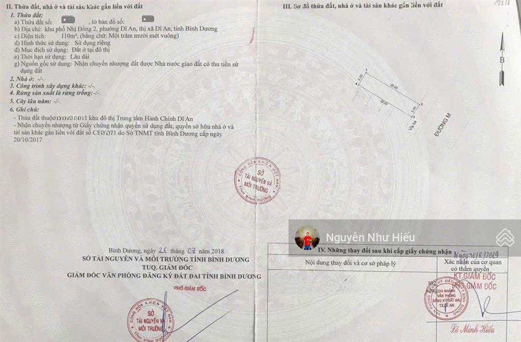 Bán đất mt đường m, trung tâm hành chính dĩ an, p. dĩ an, tp. dĩ an
