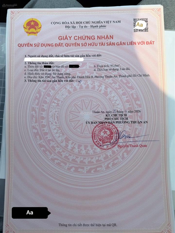 Bán lô góc trục chính tđc an thạnh p. an thạnh, tp. thuận an (nay là p. thuận an, tp. hcm)