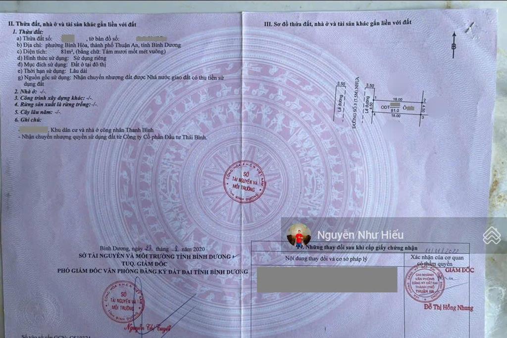 Bán đất kdc thanh bình gần đường nguyễn du p.bình hòa tp.thuận an