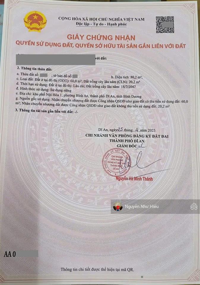 Giảm 200tr bán nhà 1 trệt 1 lầu mt đường lồ ô p.bình an tp.dĩ an cách làng đại học 1.5km