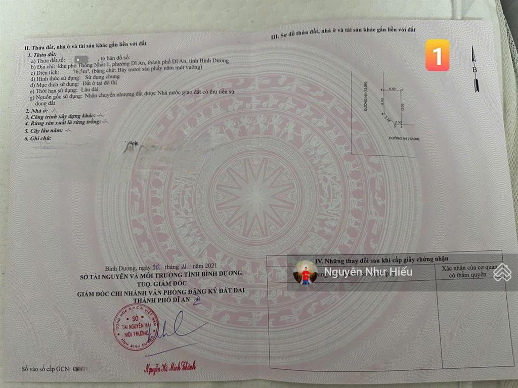 Bán lô góc 2mt đất kdc sóng thần b p.dĩ an tp.dĩ an