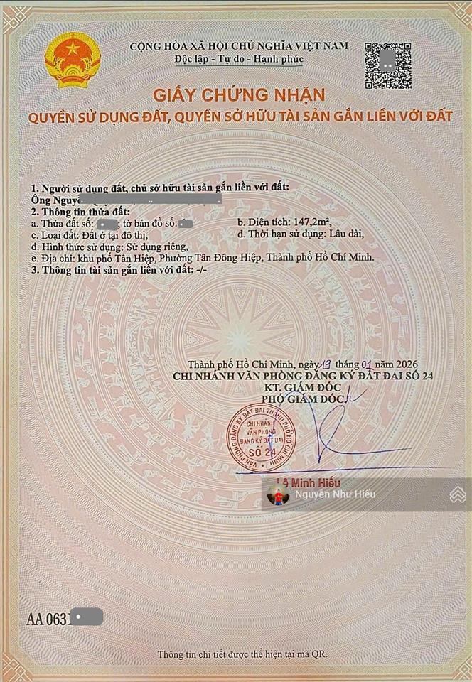 Bán đất kdc hố lang rẻ ngang 6m, gần đường liên huyện, p. tân bình, tp. dĩ an