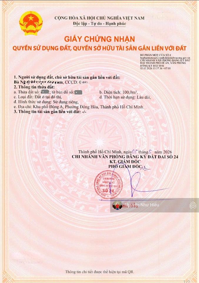 Giảm 400tr bán đất kdc đông hòa p. đông hòa tp. dĩ an