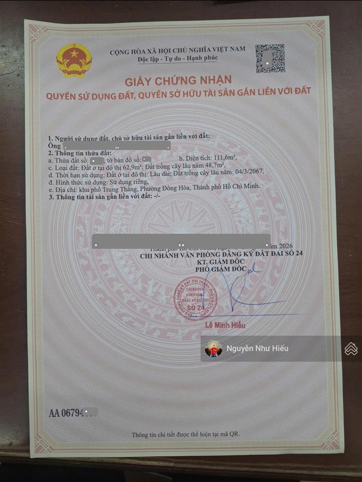 Bán đất gần ngã ba tân vạn 600m, đi làng đại học, khu công nghệ cao, metro rất thuận tiện