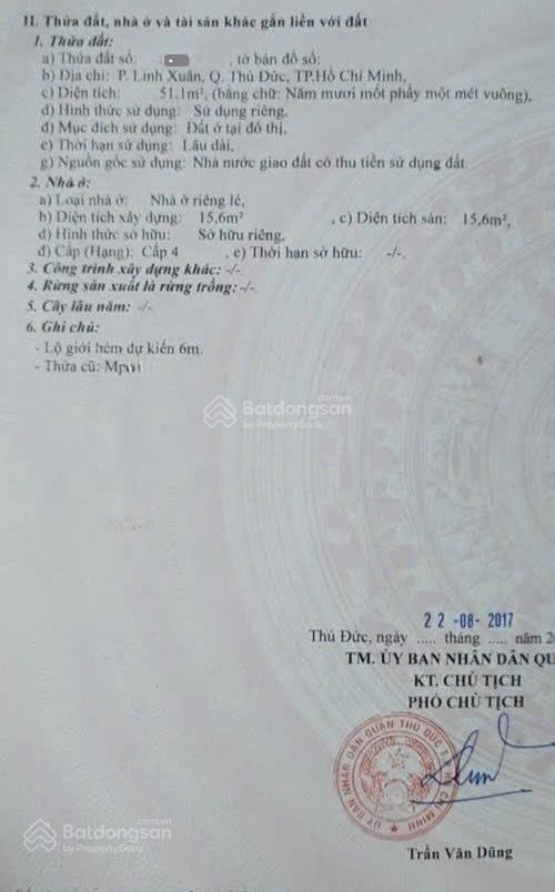 Bán đất gần đường số 11 chỉ 100m p. linh xuân tp. thủ đức
