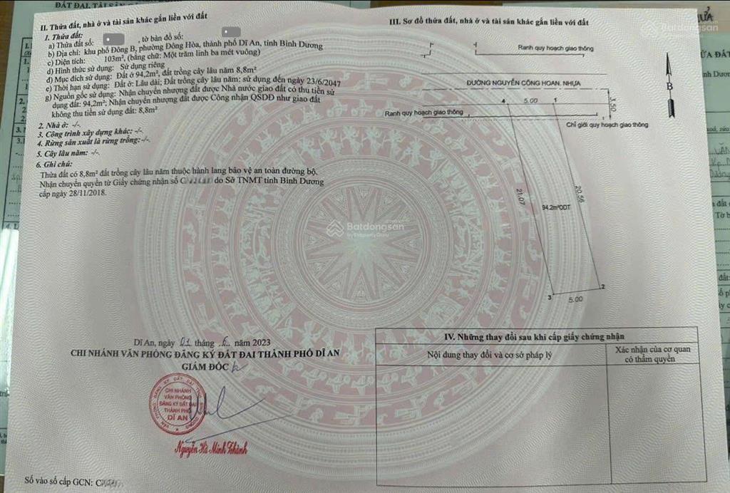 Giảm 200tr bán đất tặng kho mt đường nguyễn công hoan p. đông hòa tp. dĩ an