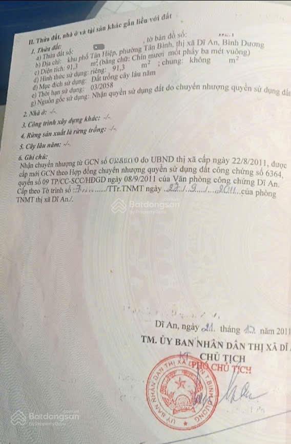 Bán đất gần đường liên huyện 200m p. tân bình tp. dĩ an