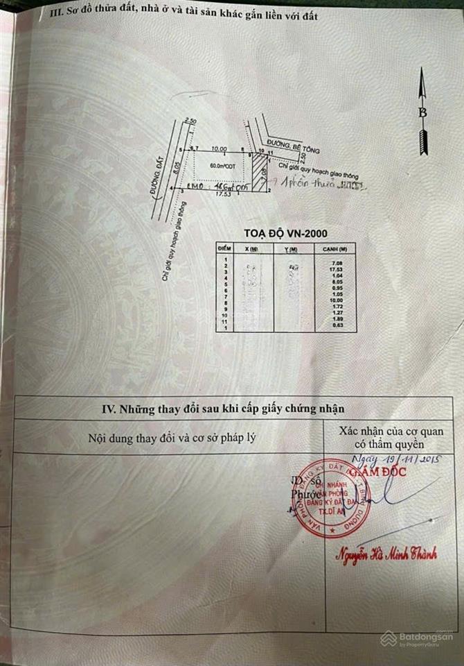 Bán đất ngang 8m cách đường nguyễn thái học 100m p.tân đông hiệp tp dĩ an