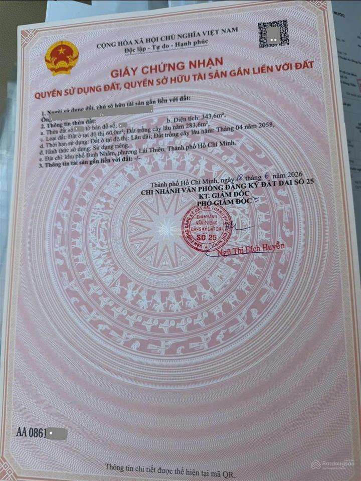 Bán đất rẻ, gần chợ lái thiêu, p. bình nhâm, tp. thuận an cũ (7,4x46m)