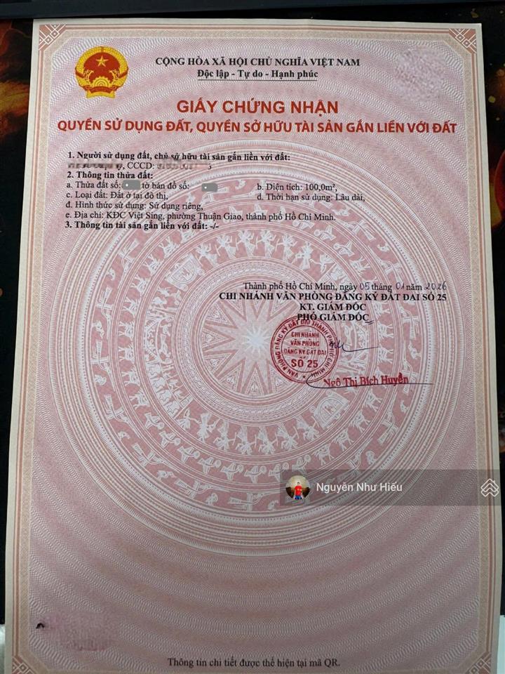 Bán đất tặng kho kdc việt sing p. thuận giao tp. thuận an