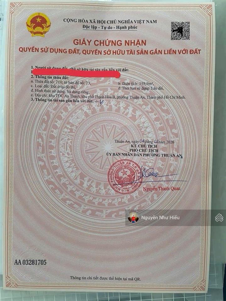 Bán đất 2mt đường thủ khoa huân tđc an thạnh p. an thạnh tp. thuận an