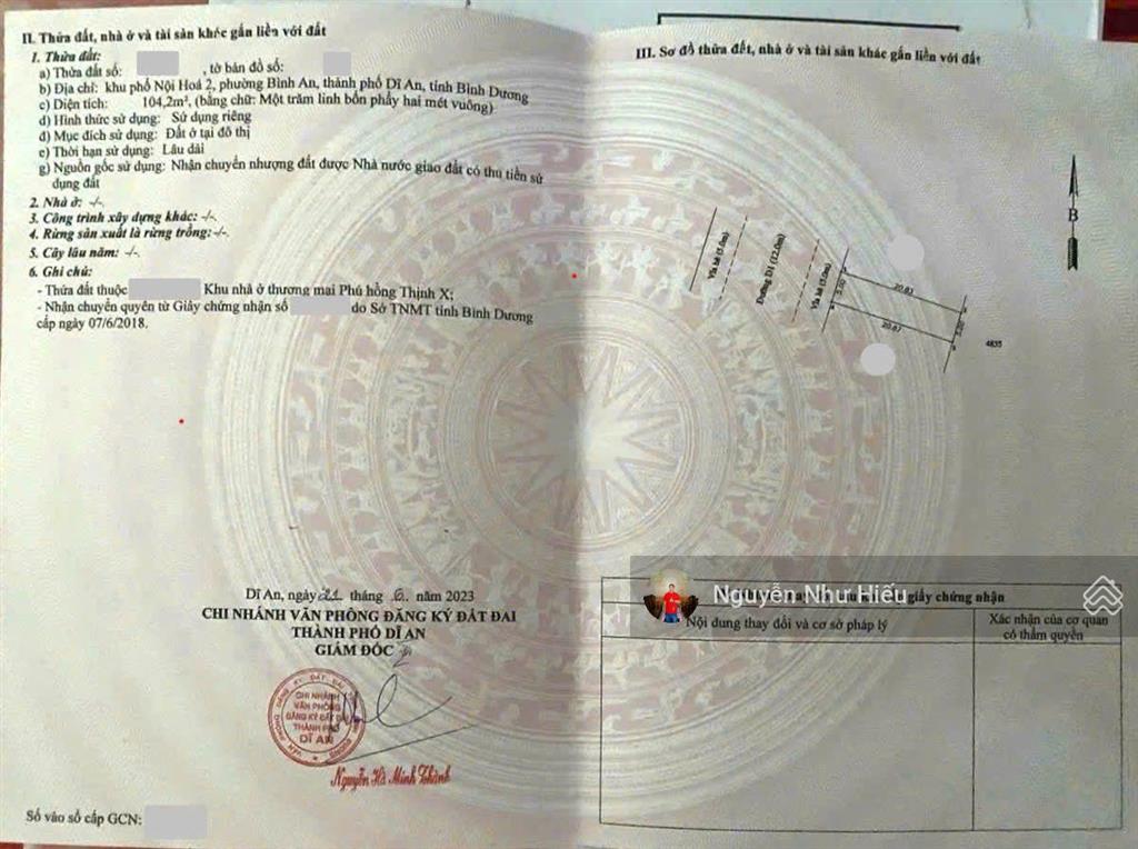 Bán đất trục chính kdc phú hồng thịnh 10, phường bình an, thành phố dĩ an