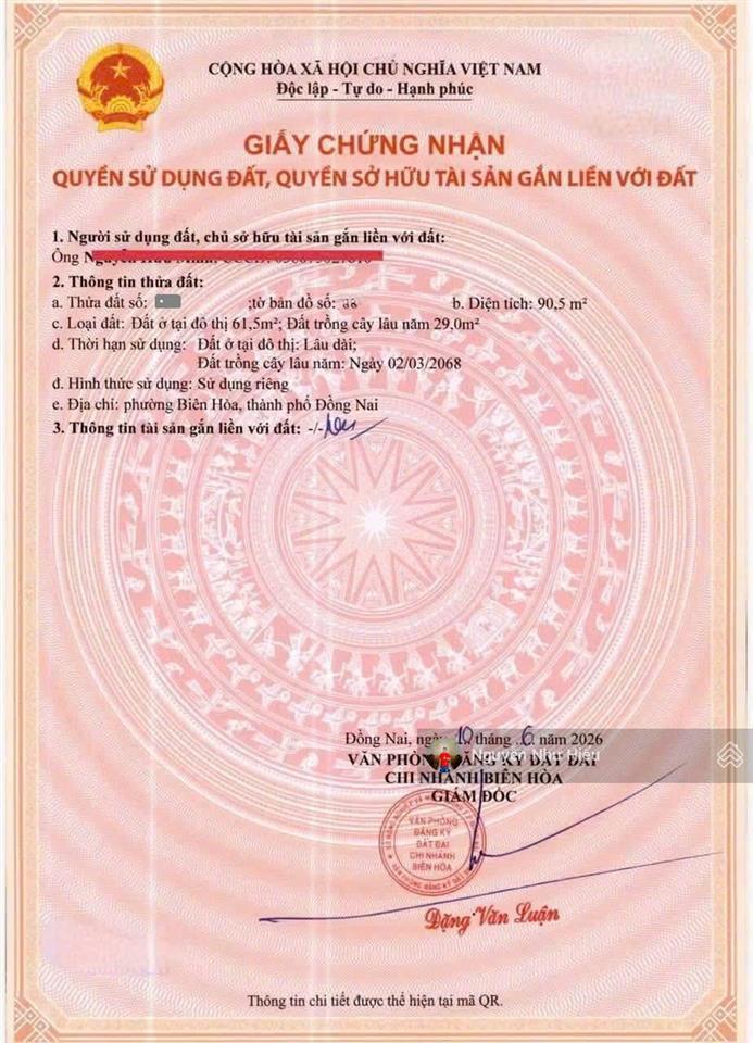 Bán đất mt đường bùi hữu nghĩa, p. tân hạnh, tp. biên hòa