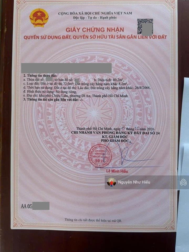 Bán nhà 1 trệt 1 lầu ngang 8m, gần vincom dĩ an p. tân đông hiệp tp. dĩ an